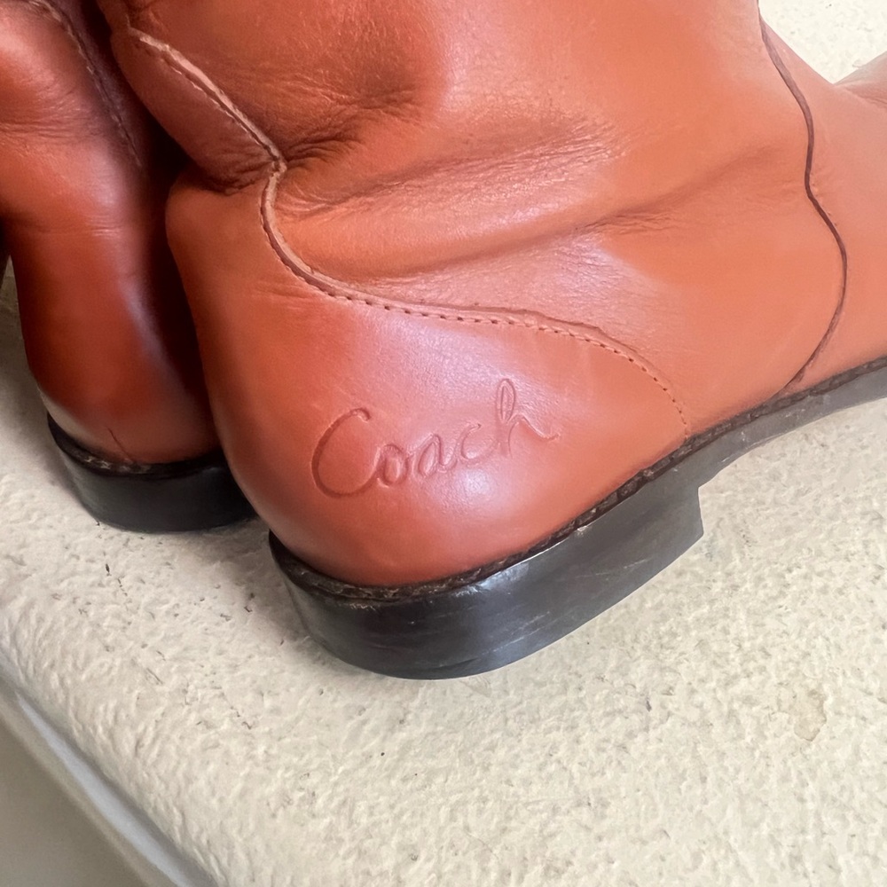 Coach Cheyenne Over the Knee Riding boots Brown Leather Whiskey Western Flat 6.5 - Picture 8 of 11